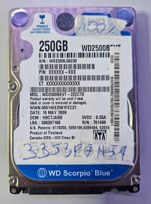 WD Scorpio Blue 250GB 2.5" HDD Hard Drive Laptop Parts 100% Health